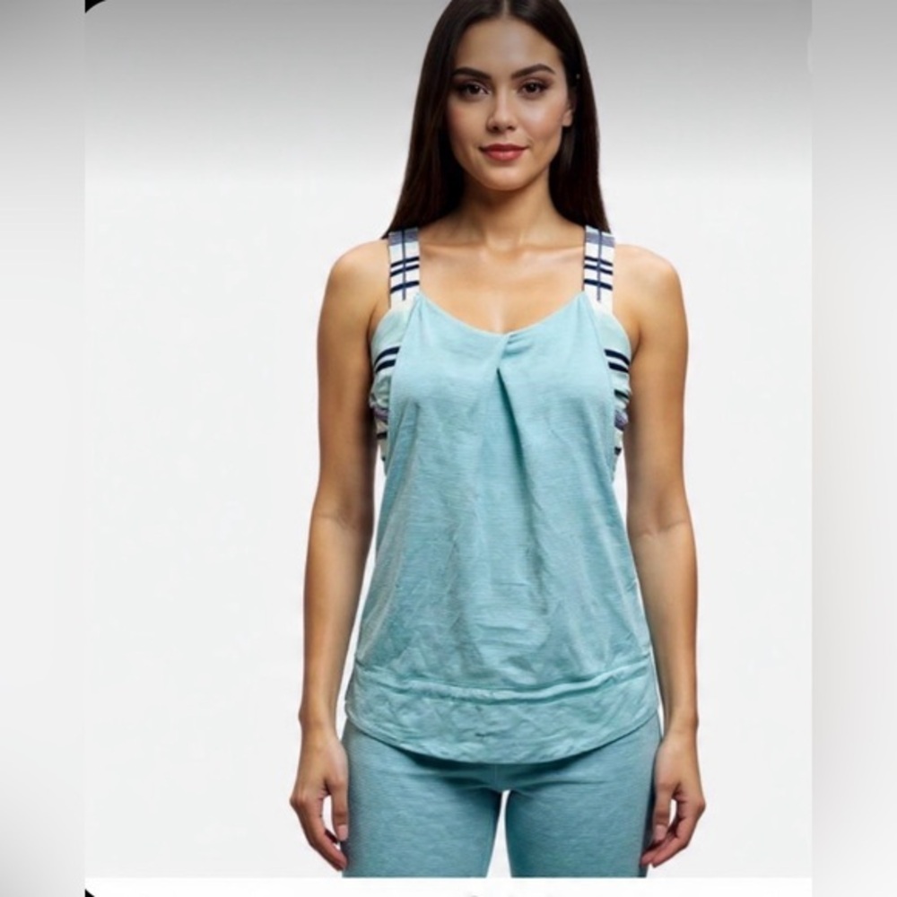 Lululemon Athletica Green Ruched Tie Front Tank Top